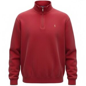 Polo Ralph Lauren Estate Rib Quarter Zip Pullover Red Classic Casual Sweater XL